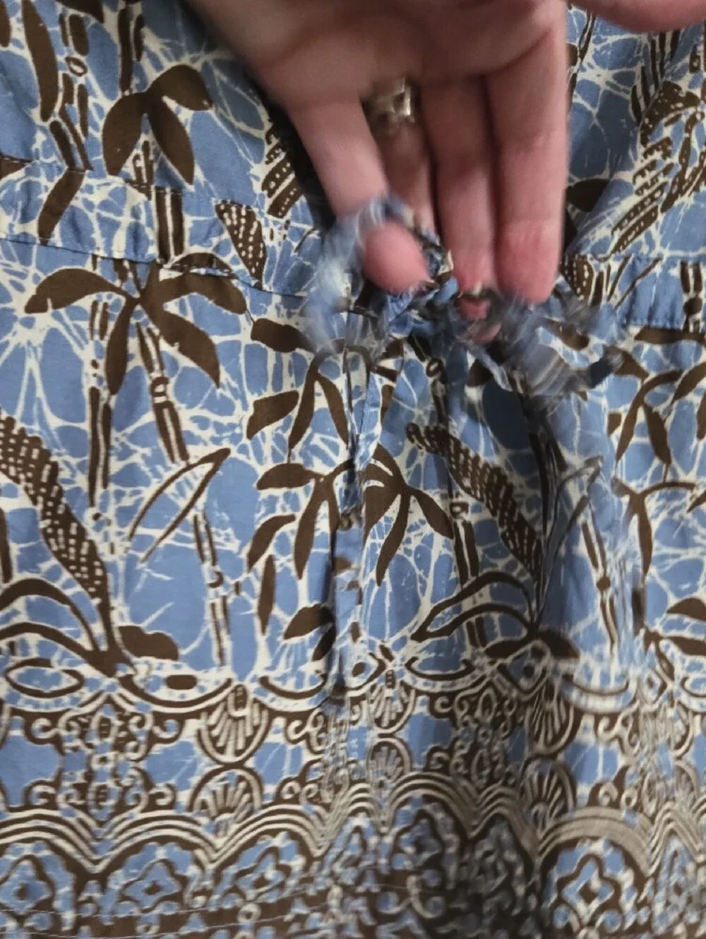 Columbia Light Blue and Brown Printed Relaxed Peasant Top